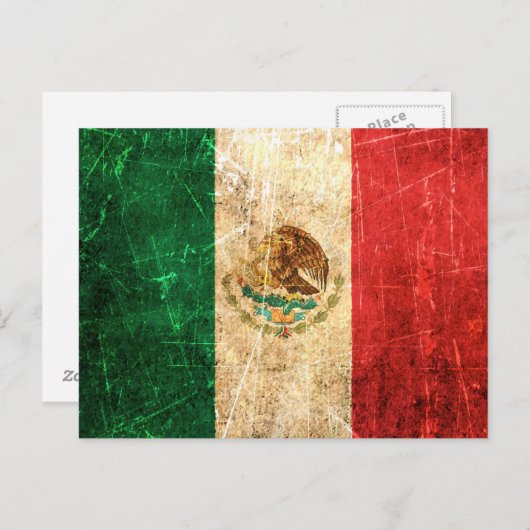 引っかき傷がついて擦り切れたビンテージのメキシコ国旗 ポストカード