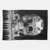 引っ張られた砂糖、溶ける砂糖のスカル キッチンタオル (横)