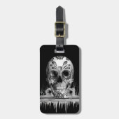 引っ張られた砂糖、溶ける砂糖のスカル ラゲッジタグ (正面縦)