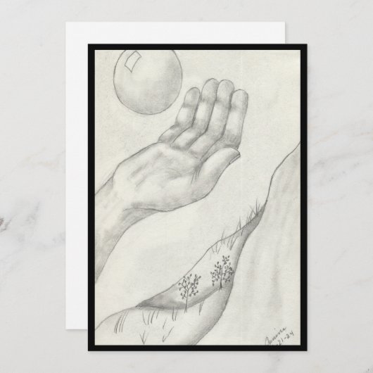 引っ掛かるか投げるか？-フラット 招待状 (正面/裏面)