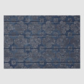 引っ素朴掻いた木材の藍色のダマスク 薄葉紙 (正面)