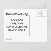 引っ越したばかりの引っ越し祝いパーティー招待状 インビテーションポストカード (裏面)