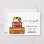 引っ越したスーツケースの上の猫 案内状 (正面)