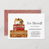 引っ越したスーツケースの上の猫 案内状 (正面/裏面)