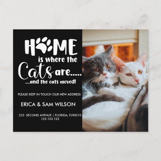 引っ越した住所の変更は猫 案内ポストカード (正面)