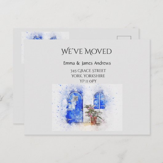 引っ越した水彩のお知らせはがき ポストカード (正面/裏面)