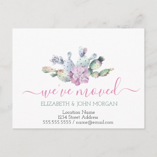 引っ越した、サボテン肉 案内ポストカード (正面)