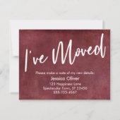 「引っ越した」タイポグラフィ赤グランジの発表 招待状 (正面)