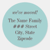 引っ越した!家族差出人住所ラベル ラウンドシール (正面)