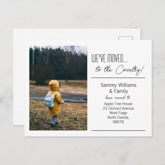 引っ越した…新しいモダンアドレスの写真 案内ポストカード (正面/裏面)