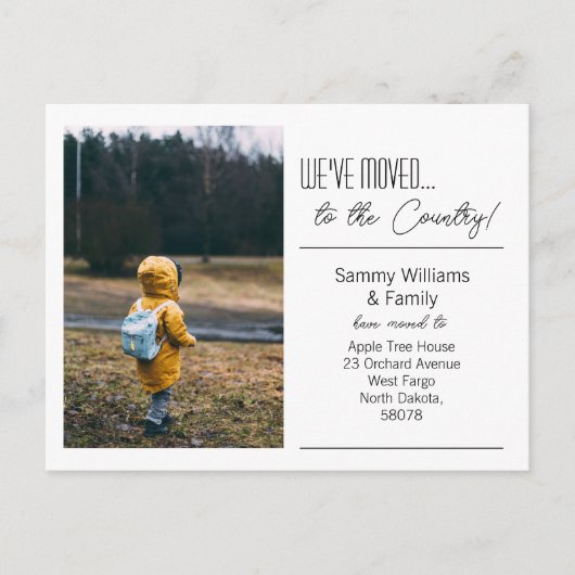 引っ越した…新しいモダンアドレスの写真 案内ポストカード (正面)