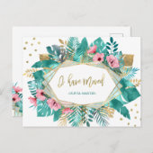 引っ越した |熱帯金ゴールドオ葉ンホワイト ポストカード (正面/裏面)