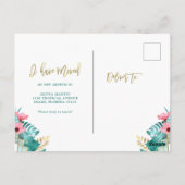 引っ越した |熱帯金ゴールドオ葉ンホワイト ポストカード (裏面)