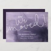 引っ越した!紫色の手書きアドレス 案内状 (正面/裏面)