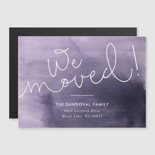 引っ越した!紫色の手書き新しいアドレス磁石 (正面/裏面)