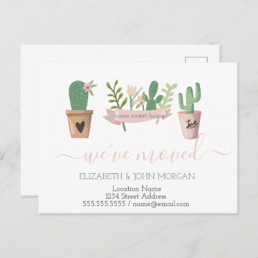 引っ越しになった、サボテンの発表葉書 案内ポストカード (正面/裏面)