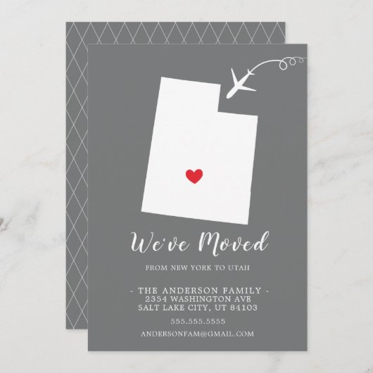 引っ越しのお知らせ |州UTAH 招待状 (正面/裏面)