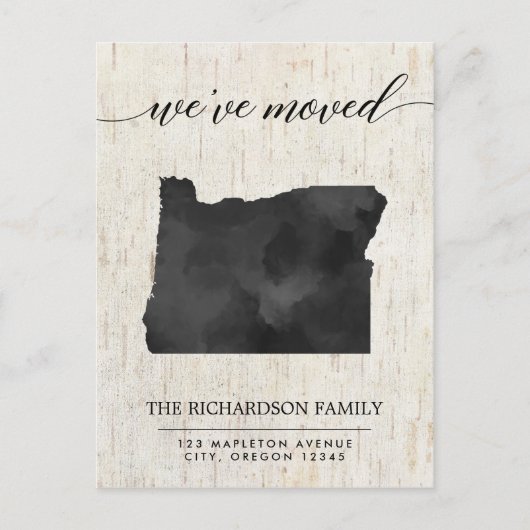 引っ越しのアナウンス，オレゴン州 インビテーションポストカード (正面)