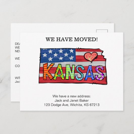 引っ越しのカンザス・州ズ引っ越し発表Po ポストカード (正面/裏面)