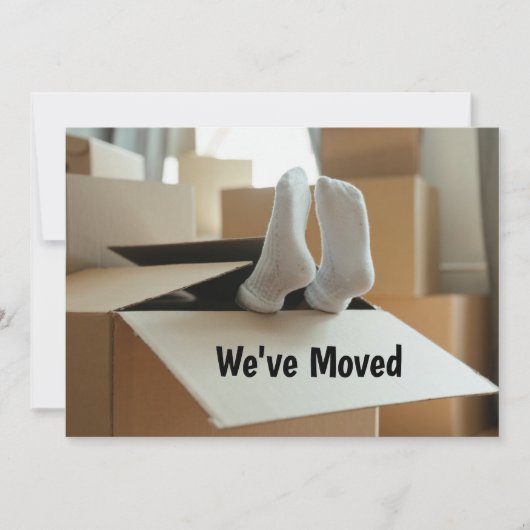 引っ越しましたおもしろいによるボックスの移動足 案内状 (正面)