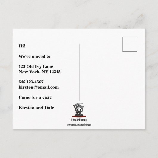 引っ越しましたおもしろいオールドダラプティハウス 案内ポストカード (裏面)