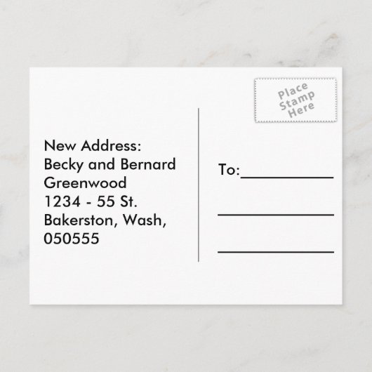 引っ越しましたおもしろいカモメ絵葉書 案内ポストカード (裏面)