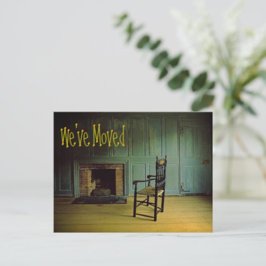 引っ越しましたおもしろいジョーク孤独な椅子 案内ポストカード (スタンド正面)