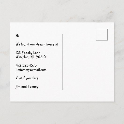 引っ越しましたおもしろいニュー不気味ホームダークキャッスル 案内ポストカード (裏面)