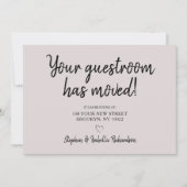 引っ越しましたおもしろいピンク黒の動きの発表 案内状 (正面)