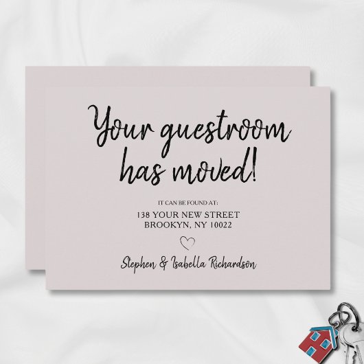 引っ越しましたおもしろいピンク黒の動きの発表 案内状