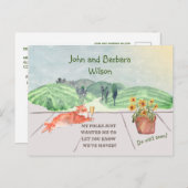 引っ越しましたおもしろいファミリーの猫祝の移動 案内ポストカード (正面/裏面)