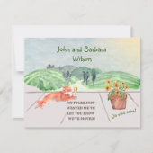 引っ越しましたおもしろいファミリーの猫祝の移動 案内状 (正面)