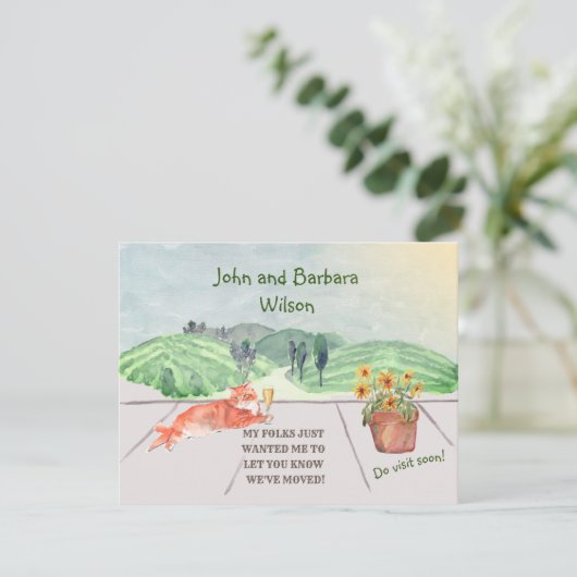 引っ越しましたおもしろいファミリーの猫祝の移動 案内状 (スタンド正面)