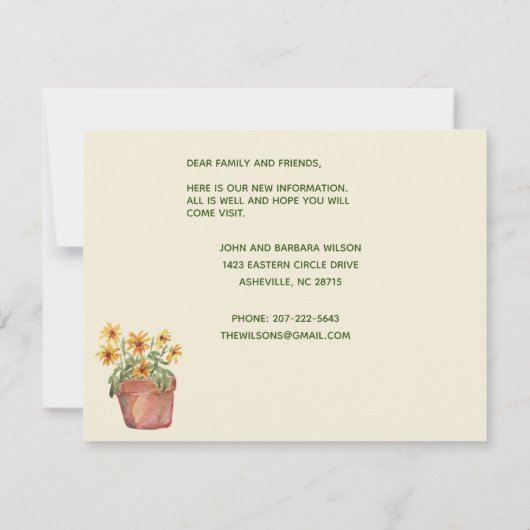 引っ越しましたおもしろいファミリーの猫祝の移動 案内状 (裏面)