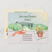 引っ越しましたおもしろいファミリーの猫祝の移動 案内状 (正面/裏面)