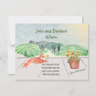 引っ越しましたおもしろいファミリーの猫祝の移動 案内状