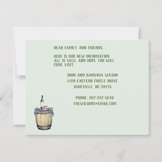 引っ越しましたおもしろいファミリー犬の予算の移動 案内状 (裏面)