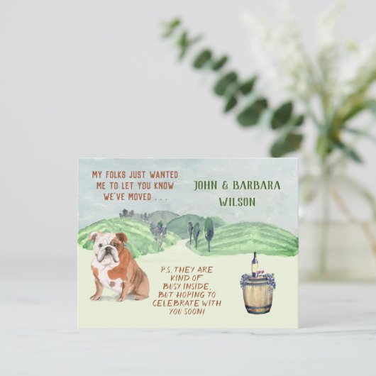 引っ越しましたおもしろい家族犬の予算の引越しアナウンス 案内状 (スタンド正面)