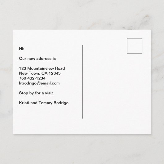 引っ越しましたおもしろい放棄ハウスビ素晴らしュー 案内ポストカード (裏面)