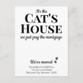 引っ越しましたおもしろい新しいアドレス猫ペット移動 案内ポストカード (正面)