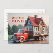 引っ越しましたお洒落コテージ&レッドトラック インビテーションポストカード (正面/裏面)