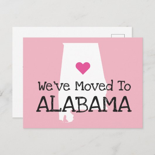 引っ越しましたからアラバマピンクハート ポストカード (正面/裏面)