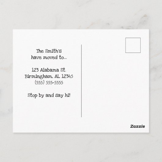 引っ越しましたからアラバマピンクハート ポストカード (裏面)