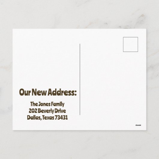 引っ越しましたからダラステキサス州はがき シーズンポストカード (裏面)