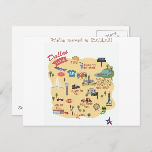 引っ越しましたからダラステキサス州はがき 案内ポストカード (正面/裏面)