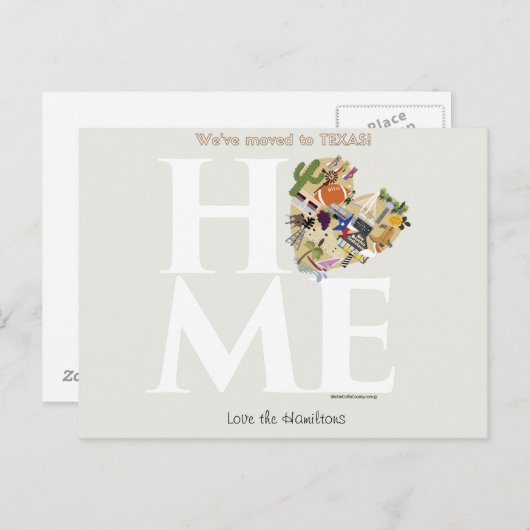 引っ越しましたからテキサス州はがき 案内ポストカード (正面/裏面)