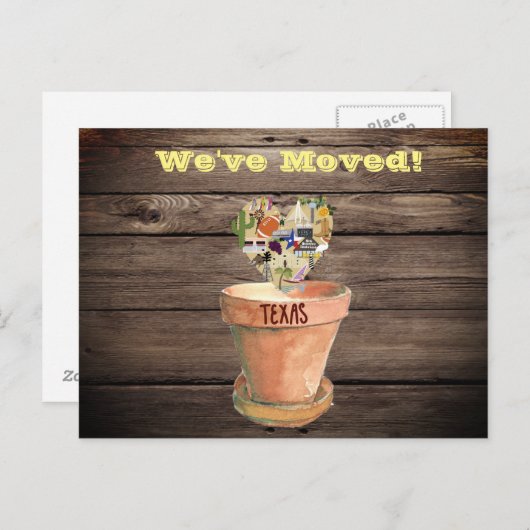 引っ越しましたからテキサス州はがき 案内ポストカード (正面/裏面)