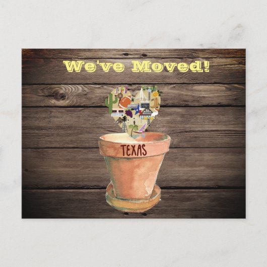 引っ越しましたからテキサス州はがき 案内ポストカード (正面)