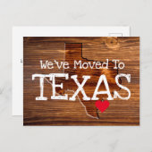 引っ越しましたからテキサス州ウッドカット赤いハート ポストカード (正面/裏面)