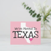 引っ越しましたからテキサス州ピンクハート ポストカード (スタンド正面)
